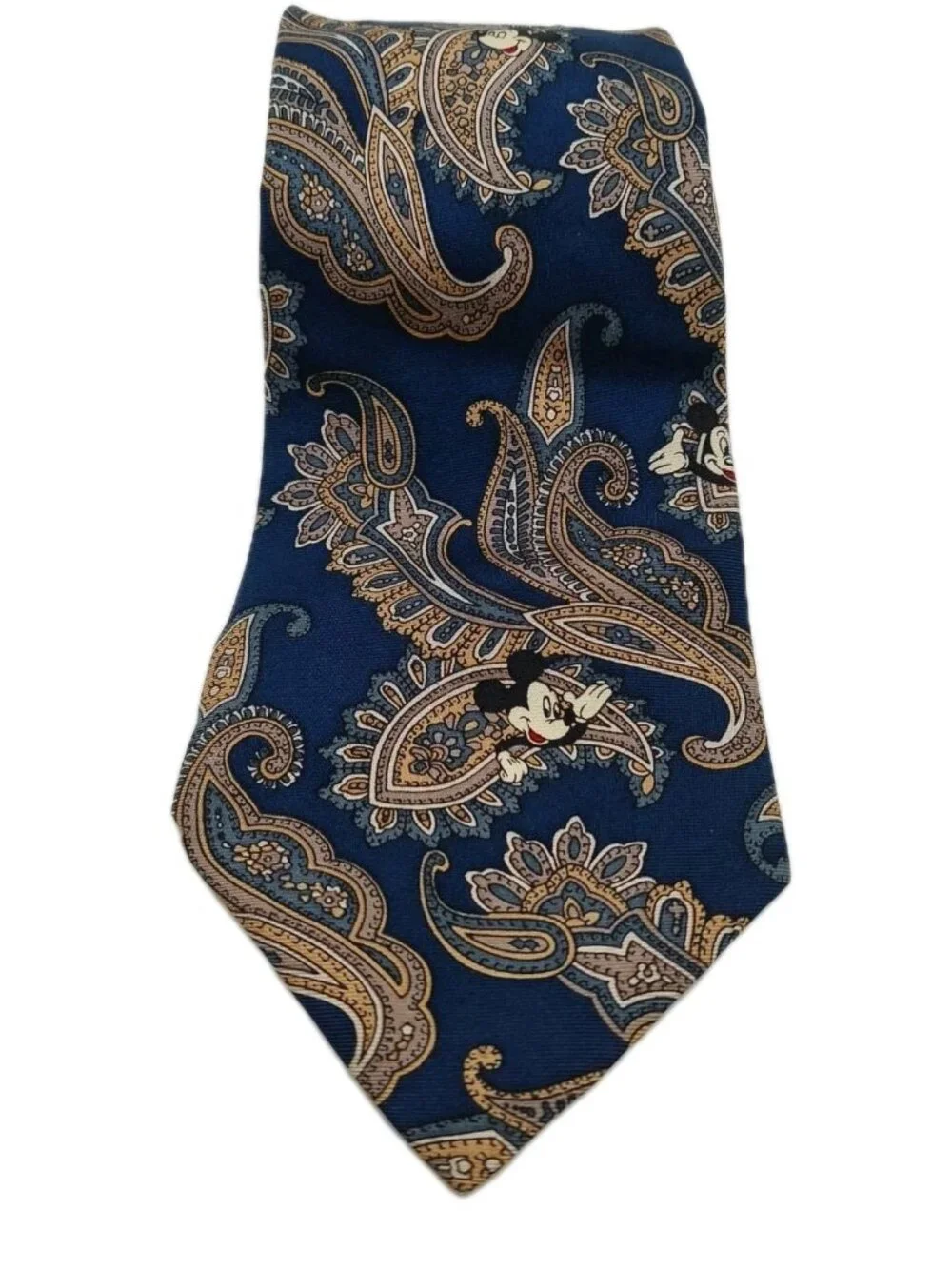 Balancine Tie Mickey Mouse Disney Paisley Classic Blue Paisle 100% Silk Necktie